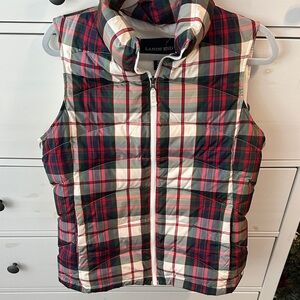 Lands' End holiday Puffer Vest in Red and Green